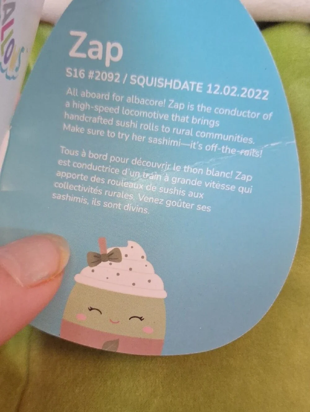 Squishmallows Zap Matcha NWT 18 inches
